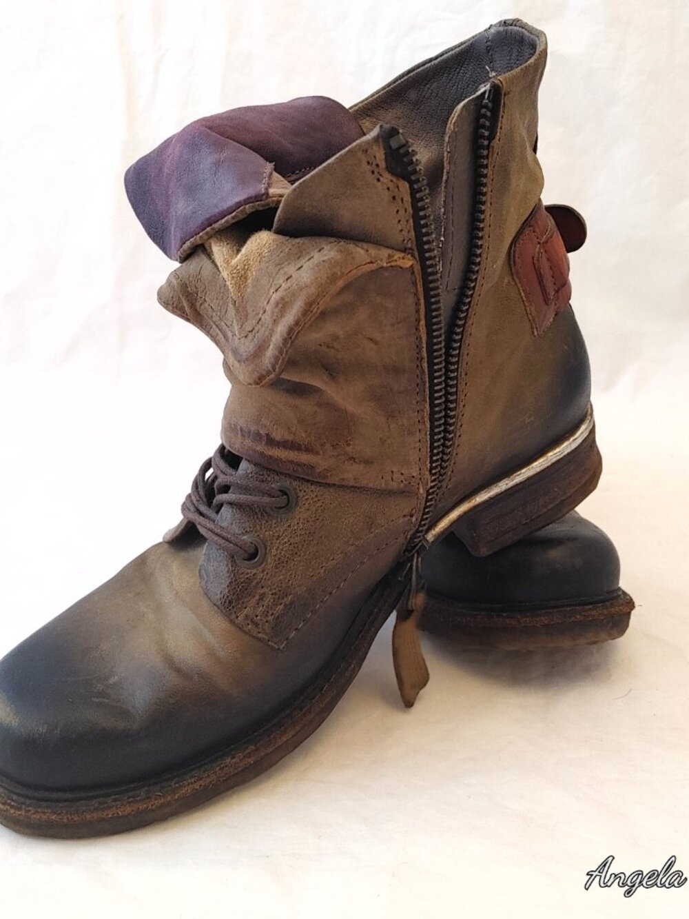 AS98 Airstep Handcrafted Distress Leather Combat Boots Size 8 / 37.5 - Picture 11 of 12